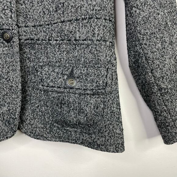 Cabi Wool Tweed Equestrian Fox Hunt Riding Jacket Blazer Black Herringbone 8 629 - Picture 4 of 13